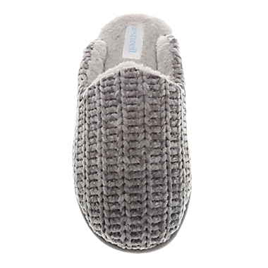 Nestwell&trade; Women&#39;s Small Chenille Knit Memory Foam Slippers in Grey. View a larger version of this product image.
