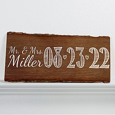 Our Wedding Date 23-Inch x 10-Inch Personalized Basswood Plank Sign. View a larger version of this product image.