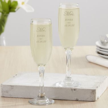 Mud Pie Mr & Mrs Champagne Flute Set