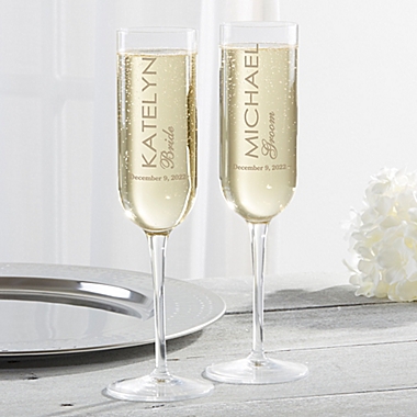 Luigi Bormioli Sublime SON.hyx&reg; Wedding Personalized Modern Champagne Flutes (Set of 2). View a larger version of this product image.