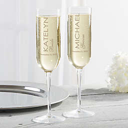 Luigi Bormioli Sublime SON.hyx® Wedding Personalized Modern Champagne Flutes (Set of 2)