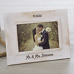 Wedding Memories Engraved Picture Frame in White Wash