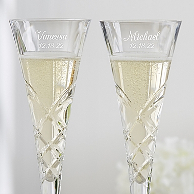 Reed &amp; Barton Engraved Crystal Champagne Flute Set. View a larger version of this product image.
