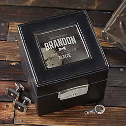 Great Groomsman Engraved Leather 2-Slot Watch Box in Black