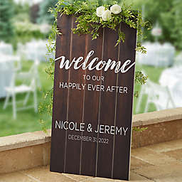 Wedding Welcome 31.5-Inch x 16-Inch Standing Wood Sign