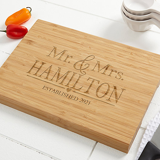 Alternate image 1 for Wedding Couple 10-Inch x 14-Inch Bamboo Cutting Board