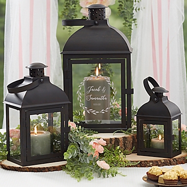 Laurels Of Love Personalized Candle Lantern 3 Piece Set. View a larger version of this product image.