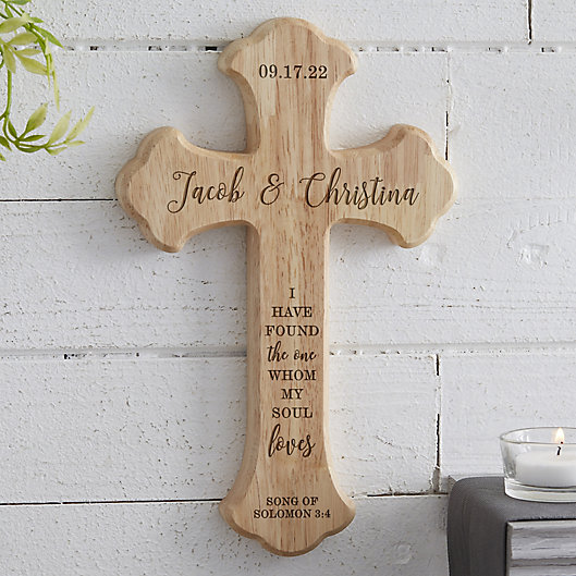 Alternate image 1 for Wedding Day Personalized Wood Cross