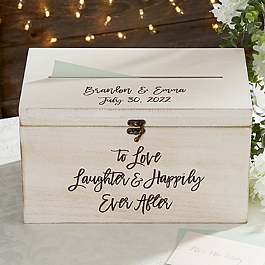 Ever After Personalized Wedding Wood Card Box. View a larger version of this product image.