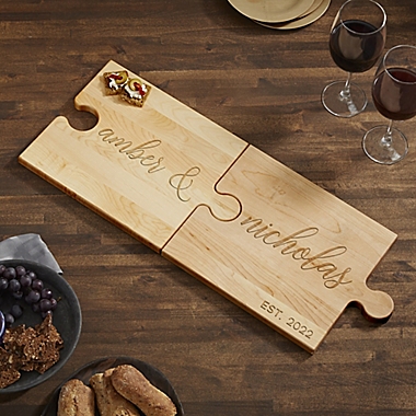 Couples Kitchen Personalized Puzzle Piece Cutting Board. View a larger version of this product image.