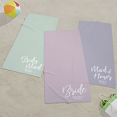 Classic Elegance Wedding Party 30-Inch x 60-Inch Personalized Beach Towel. View a larger version of this product image.