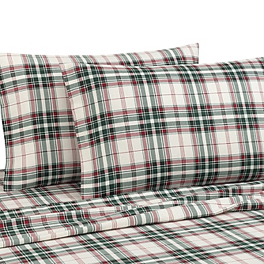 Bee &amp; Willow&trade; 83-Thread-Count Flannel Queen Sheet Set in Festive Plaid. View a larger version of this product image.