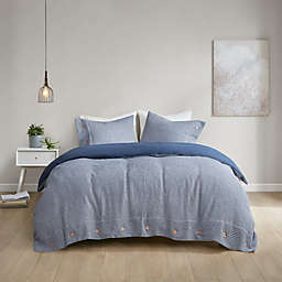 Clean Spaces Mara 4-Piece Waffle Weave Full/Queen Comforter Cover Set in Blue