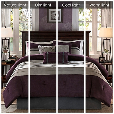 Madison Park&reg; Palmer 7-Piece King Comforter Set in Plum. View a larger version of this product image.