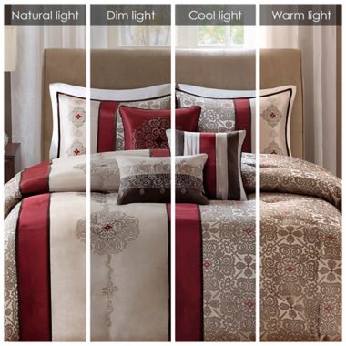 Jacquard Pattern 7 Pieces Bed Navy Details about   Madison Park Donovan Queen Size Bag-Taupe 