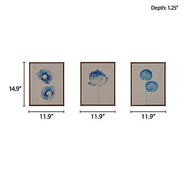 Madison Park Blue Print Botanicals 11-Inch x 14-Inch Linen Canvas Wall Art (Set of 3). View a larger version of this product image.