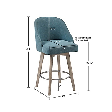 Madison Park&reg; Pearce Counter Stool with Swivel Seat in Blue. View a larger version of this product image.