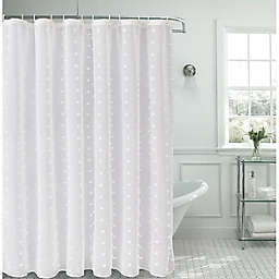 Dainty Home 70-Inch x 72-Inch Snowball Clipped Shower Curtain in White