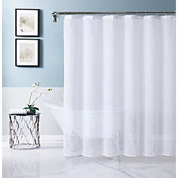 Dainty Home 70-Inch x 72-Inch Valeria Clipped Shower Curtain in White