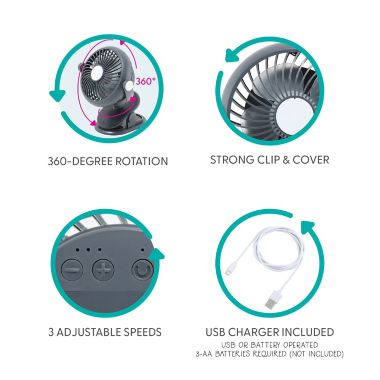 Belle On-The-Go Clip-On Fan. View a larger version of this product image.