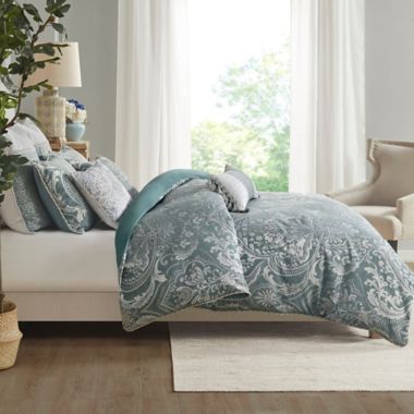 Madison Park Signature Adelphia 9-Piece Jacquard King Comforter Set in Slate Blue. View a larger version of this product image.