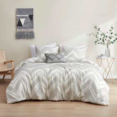 Urban Habitat Bayside 4-Piece Cotton Clip Jacquard King/California King Comforter Set in Grey