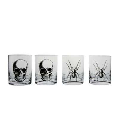 Studio 3B&trade; Halloween 13 oz. Double Old Fashioned Glasses in Clear/Black (Set of 4)
