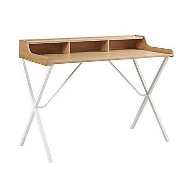 510 Design Laurel Three Built-in Cubbies Desk in Natural/White. View a larger version of this product image.