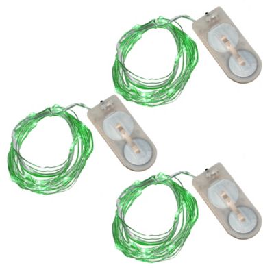 LumaBase 20-Count LED Waterproof Mini String Lights in Green (Set of 3)