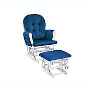 Suite Bebe Mason Glider and Ottoman in White/Navy