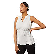 A Pea in the Pod&reg; Small Pleated Sleeveless Maternity Shirt in White