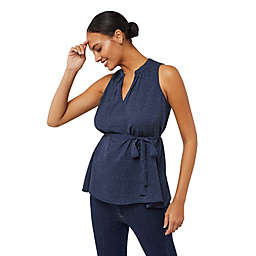 A Pea in the Pod® Small Pleated Sleeveless Maternity Shirt in Navy