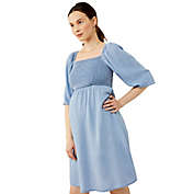 A Pea in the Pod&reg; Smocked Maternity Dress in Blue