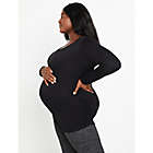 Alternate image 1 for Motherhood Maternity&reg; 2X Plus Size Long Sleeve Side Ruched Maternity Tee in Black