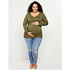 Alternate image 3 for Motherhood Maternity&reg; Plus Size Long Sleeve Side Ruched Maternity Tee