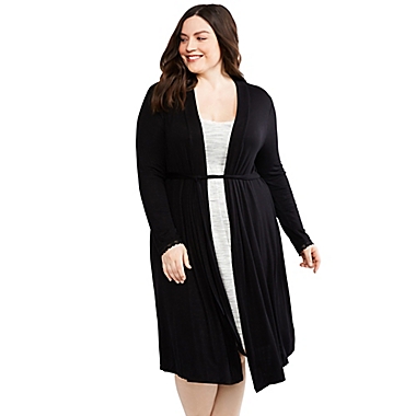 Motherhood Maternity&reg; 2X Maternity Sleep and Nursing Robe in Black. View a larger version of this product image.
