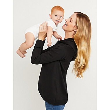 Motherhood Maternity&reg; Medium Tulip Hem Pull Over Hooded Nursing Sweatshirt in Black. View a larger version of this product image.