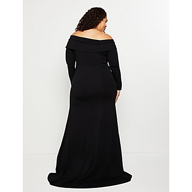 Motherhood Maternity&reg; 1X Plus Size Off the Shoulder Maternity Maxi Dress in Black. View a larger version of this product image.