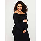 Alternate image 1 for Motherhood Maternity&reg; 1X Plus Size Off the Shoulder Maternity Maxi Dress in Black