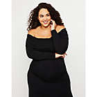 Alternate image 4 for Motherhood Maternity&reg; 1X Plus Size Off the Shoulder Maternity Maxi Dress in Black