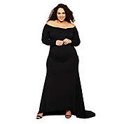 Motherhood Maternity&reg; 1X Plus Size Off the Shoulder Maternity Maxi Dress in Black