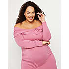 Alternate image 2 for Motherhood Maternity&reg; 2X Plus Size Off the Shoulder Maternity Maxi Dress in Pink Rose
