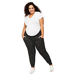 Motherhood Maternity® Plus Size Under Belly Hacci Knit Maternity Jogger in Grey