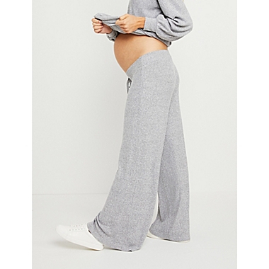 Motherhood Maternity&reg; Medium Hacci Knit Wide Leg Maternity Pant in Grey. View a larger version of this product image.