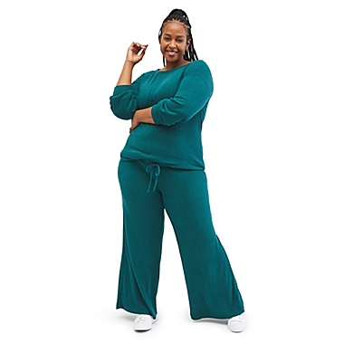Motherhood Maternity&reg; 1X Plus Size Wide Leg Maternity Pant in Blue. View a larger version of this product image.