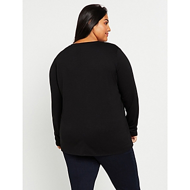 Motherhood Maternity&reg; 2X Tulip Hem Pull Over Long Sleeve Nursing Tee in Black. View a larger version of this product image.