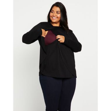 Motherhood Maternity&reg; Plus Size Tulip Hem Pullover Long Sleeve Nursing Tee. View a larger version of this product image.
