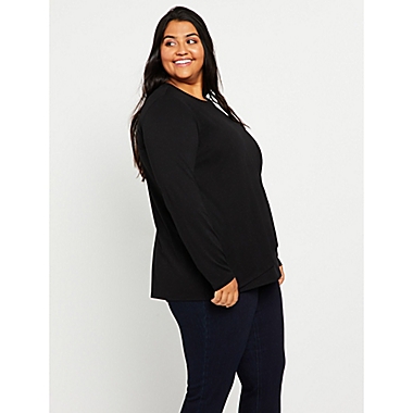Motherhood Maternity&reg; 2X Tulip Hem Pull Over Long Sleeve Nursing Tee in Black. View a larger version of this product image.
