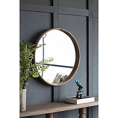 A&amp;B Home Thayne 27.5-Inch Round Mirror in Wood. View a larger version of this product image.