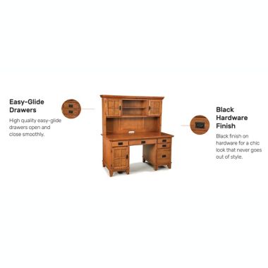 Home Styles Arts & Crafts Pedestal Desk and Hutch in Cottage Oak. View a larger version of this product image.